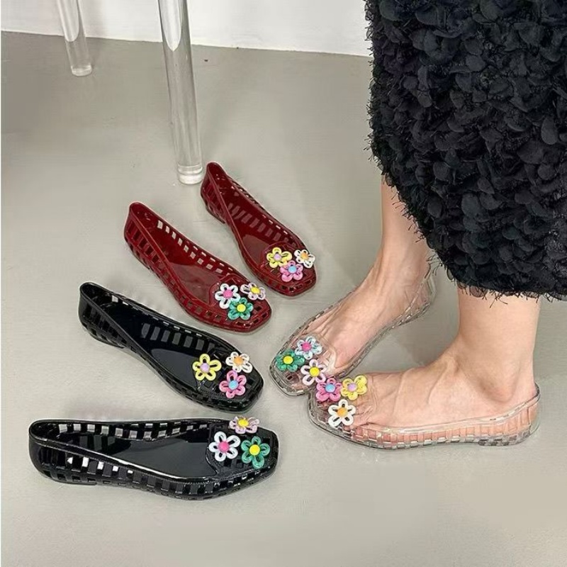 Women'S Shoes And Accessories - Ausgehöhlte Kawaii-Dopamin-Schuhe, schicke handgefertigte Blumen-Geleeschuhe, Schuhschnallen-Lochschuhe,