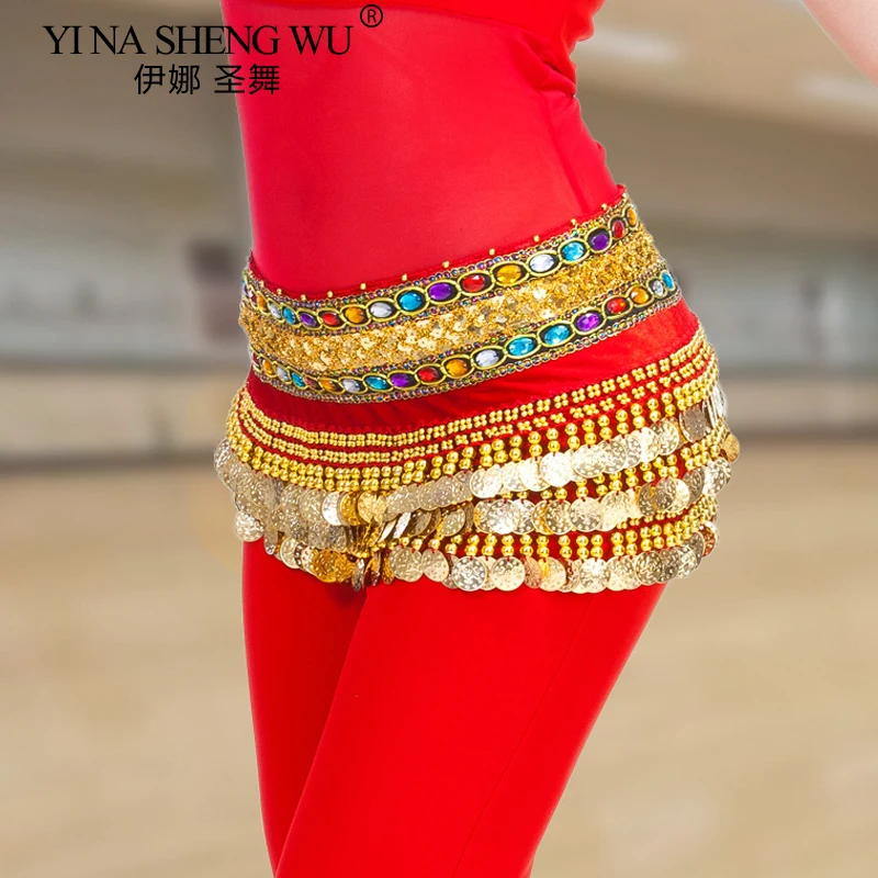 Women Accessories India - Bauchtanz-Taillenkettengürtel, 248 Münzen, doppelter Diamant, Samt,