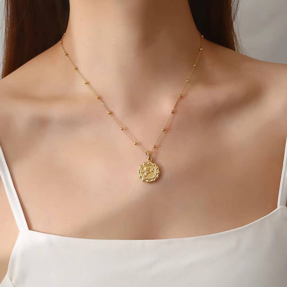 Coin Necklace Delicate - Frauen zarte die Engel Amor Münze
