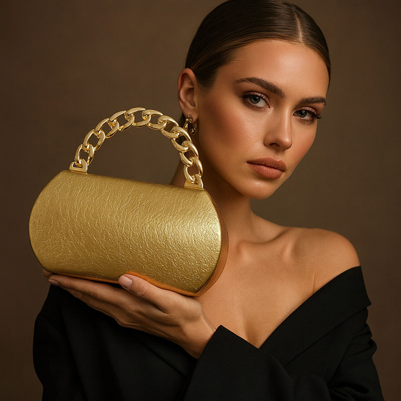 Wallet Chain Bag - Luxus Gold Metall Schnalle Box Clutch