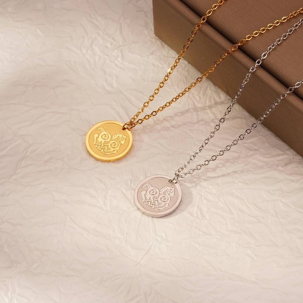 Coin Necklace Delicate - Edelstahl Mode Frauen Zarte Runde Scheibe
