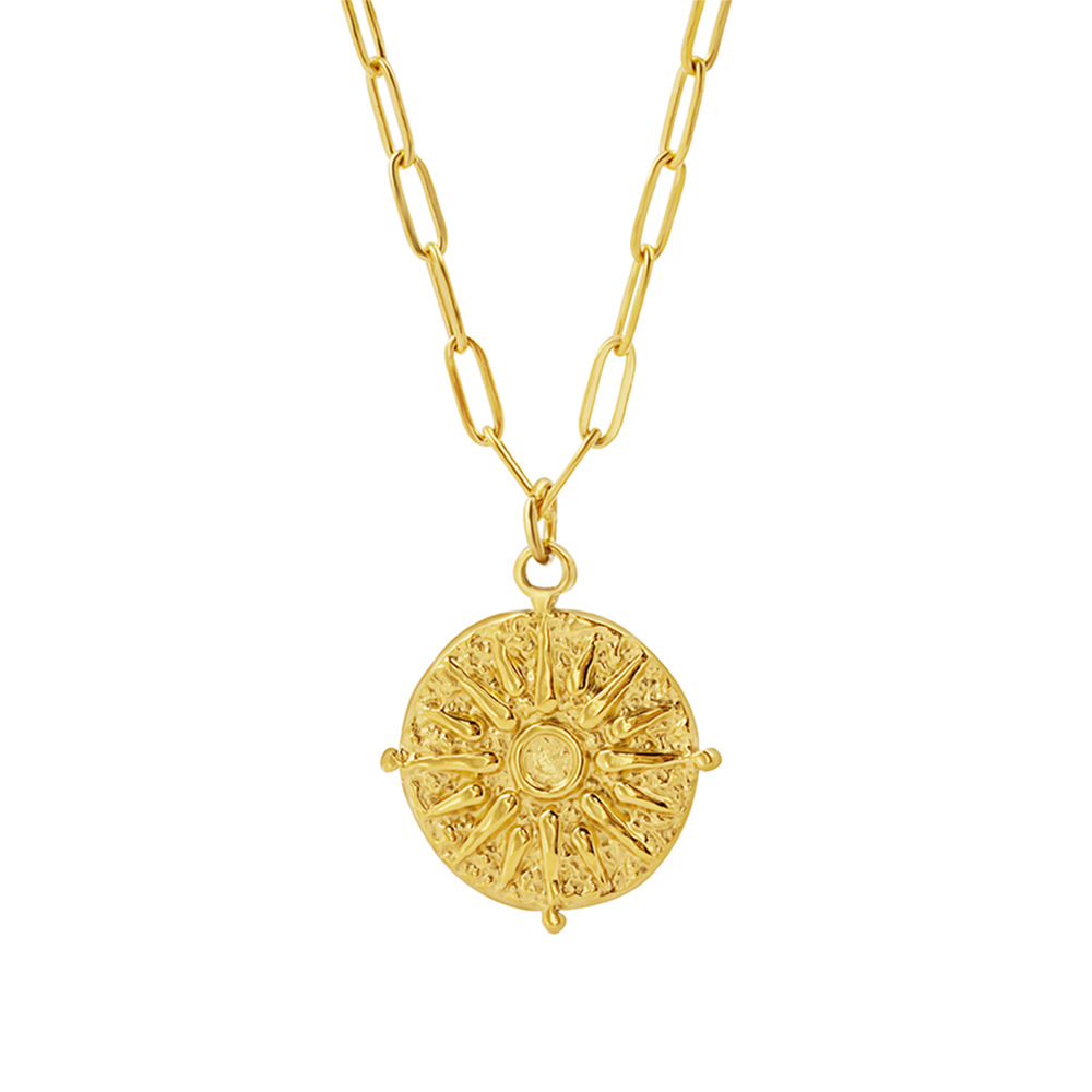Coin Necklace Delicate - Edelstahl Runde Sonnenmünzen-Anhänger Halskette Modischer Zarter