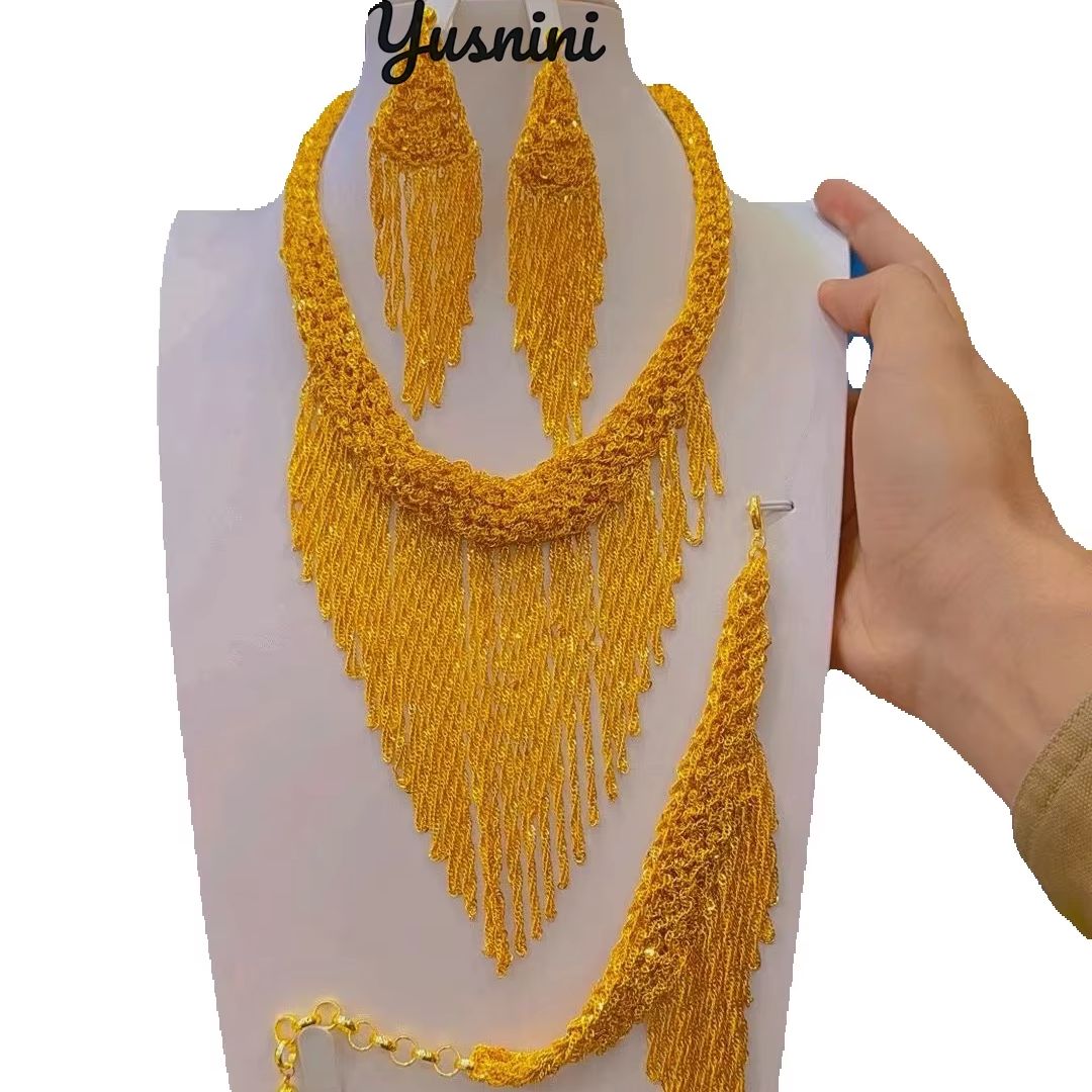 Women Accessories Dubai - Neuer Dubai 24K vergoldeter Brautschmuck, Halskette,