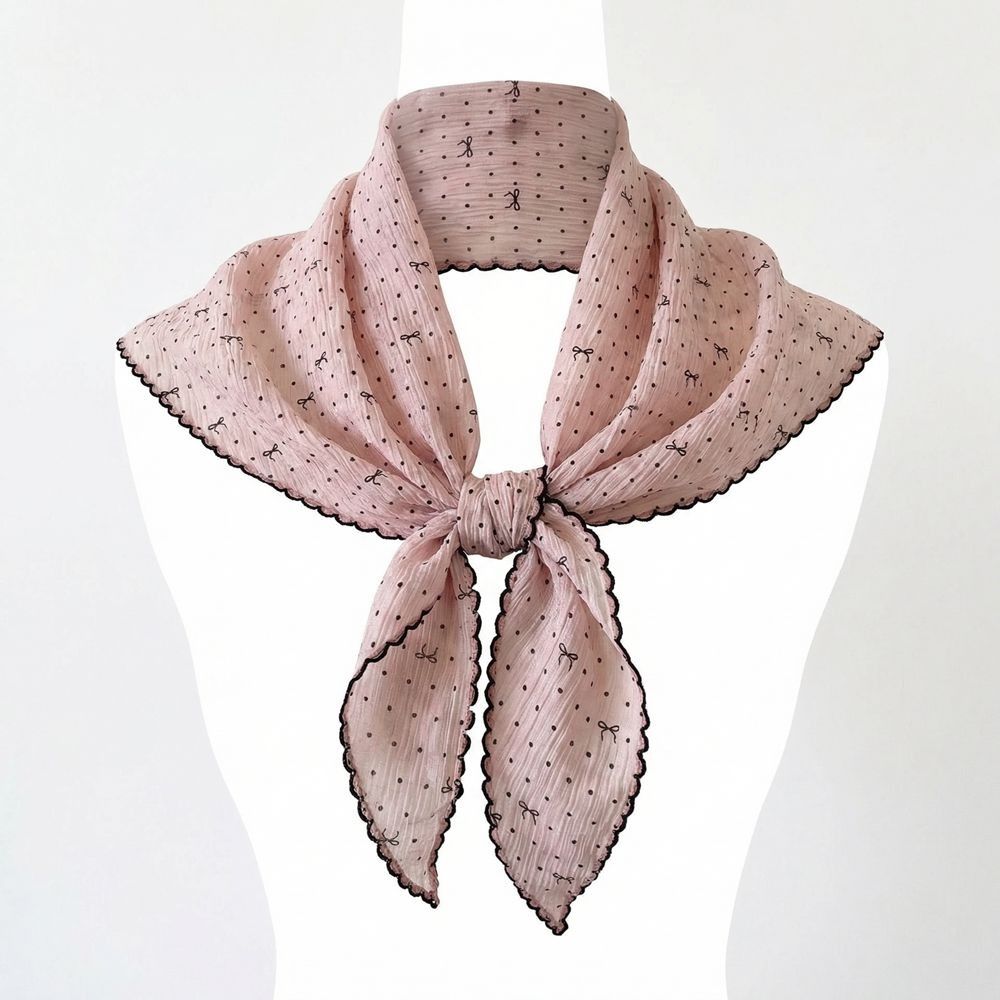 Women'S Korean Accessories - Französischer Polka-Dot Dreieck-Kopftuch mit Schleife, koreanischer
