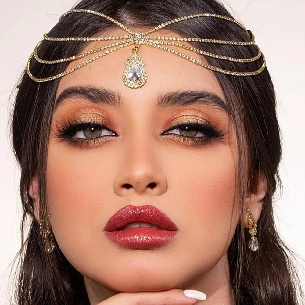 Women Accessories India - XSBODY Boho Braut Strass Kopfkette Stirnbänder