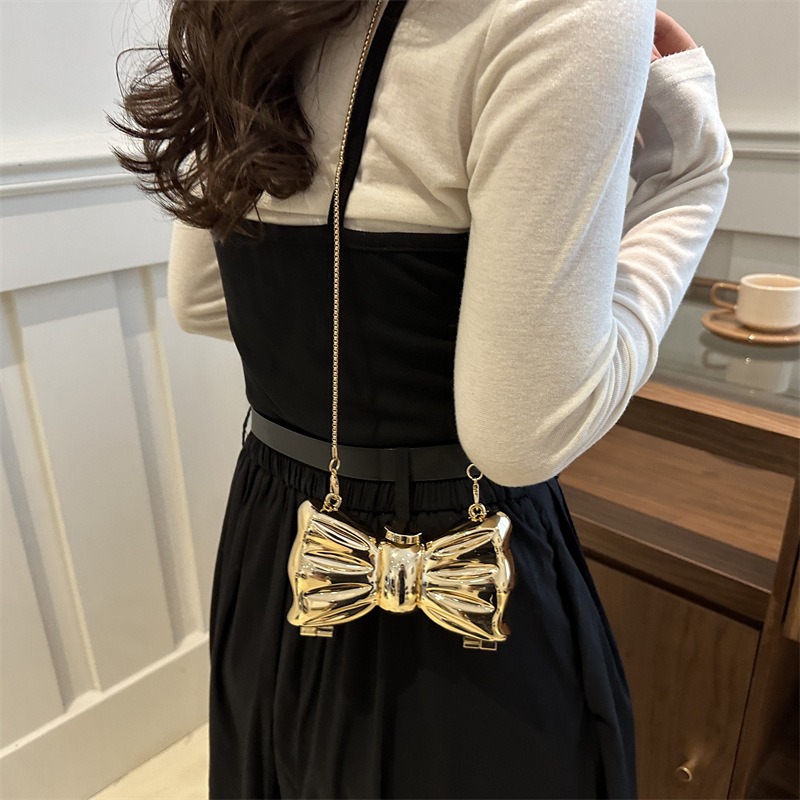 Glänzende goldene Metall-Schle – Wallet Chain Bag Bewertung und Preis