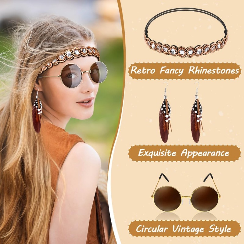 5-teiliges Hippie-Kostüm-Zubeh – Women Accessories Earrings Bewertung und Preis
