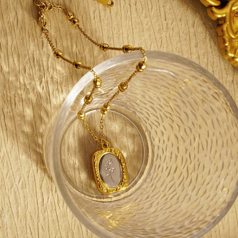 Edelstahl Mode Rose Blume zart – Coin Necklace Delicate Bewertung und Preis