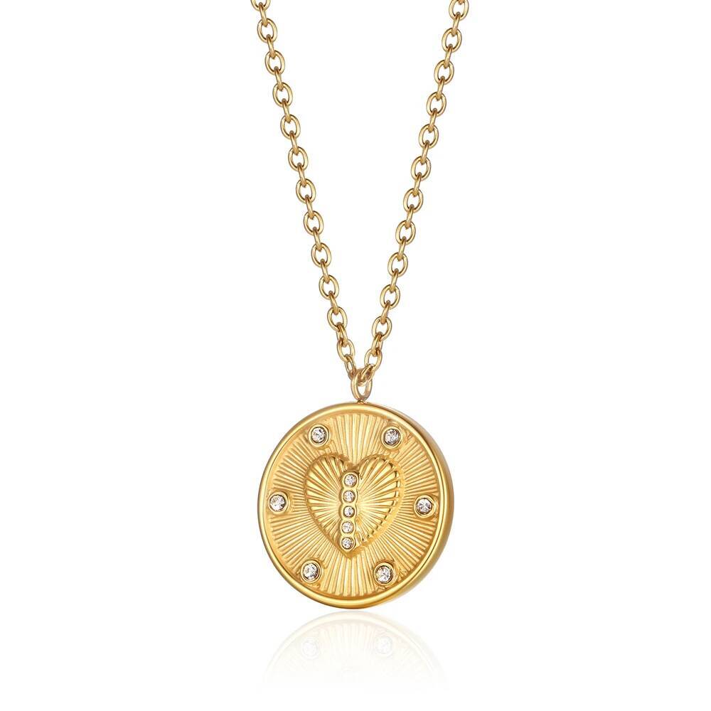 Edelstahl Frauen zarte Cz Stei – Coin Necklace Delicate Bewertung und Preis