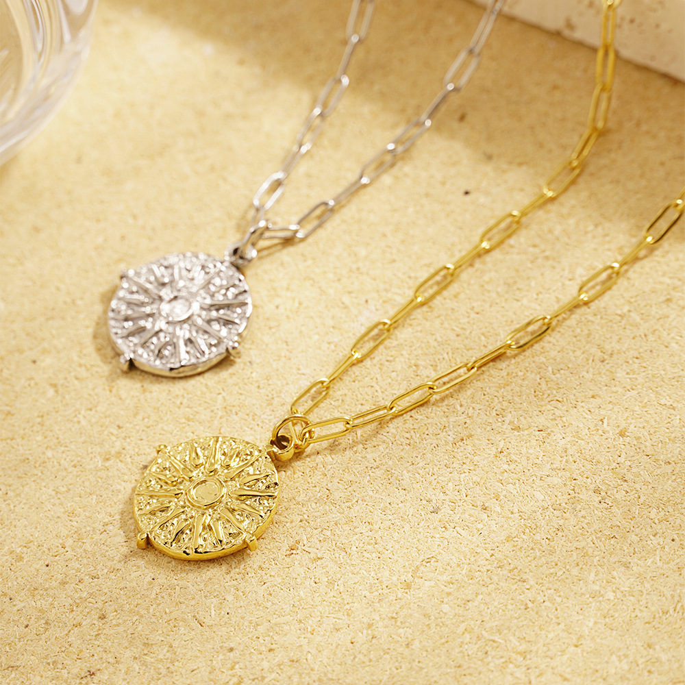 Edelstahl Runde Sonnenmünzen-A – Coin Necklace Delicate Bewertung und Preis