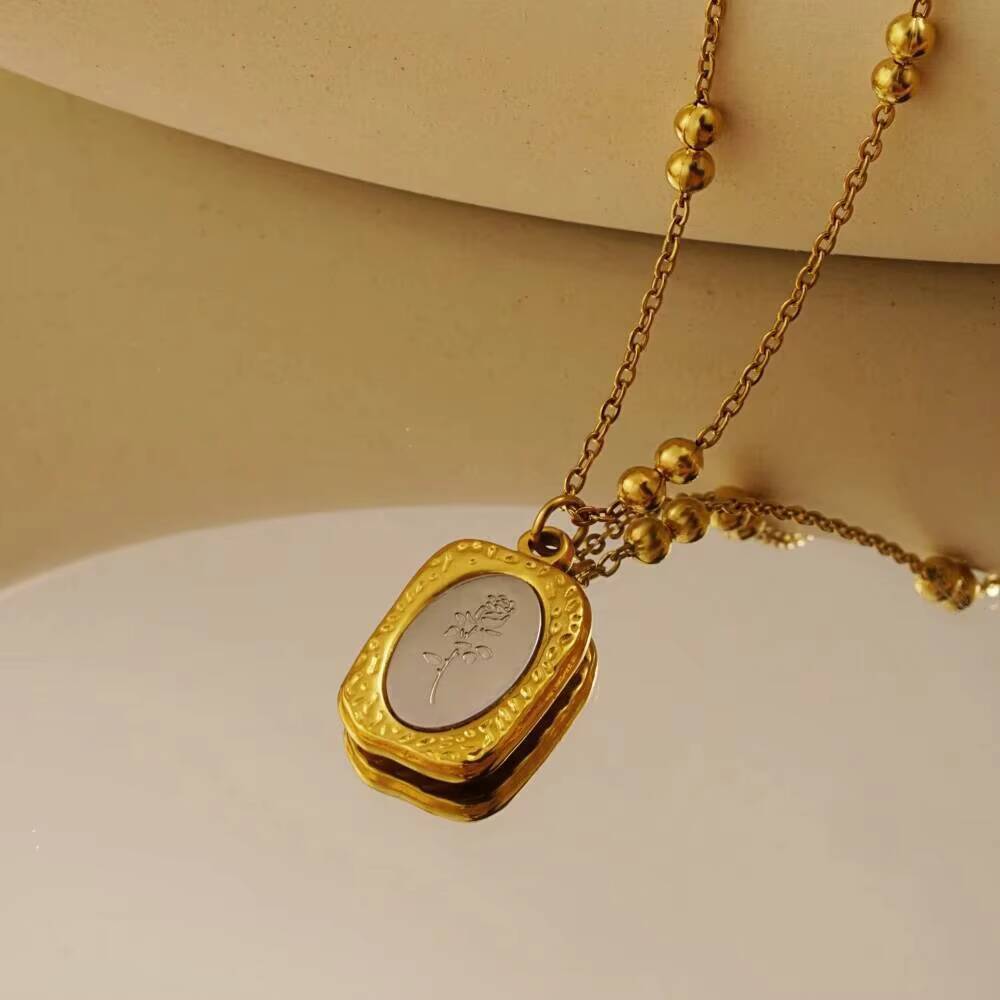 Edelstahl Mode Rose Blume zart – Coin Necklace Delicate Bewertung und Preis